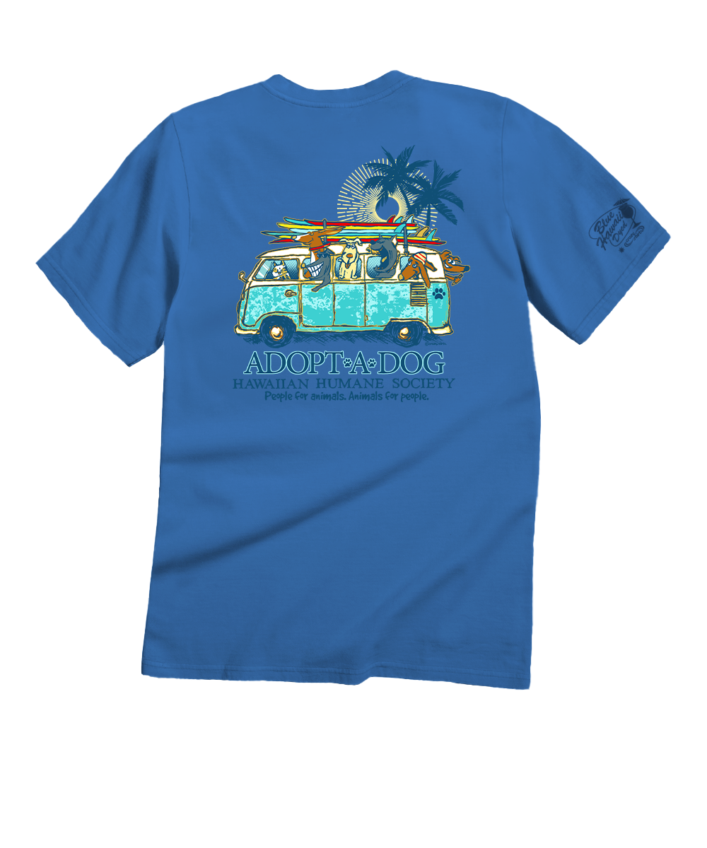 Volkswagen Hawaiian Humane Society Dog Day - Blue Hawaii Dyed Short Sleeve Crewneck T-Shirt 4 Volkswagen Hawaiian Humane Society Dog Day - Blue Hawaii Dyed Short Sleeve Crewneck T-Shirt