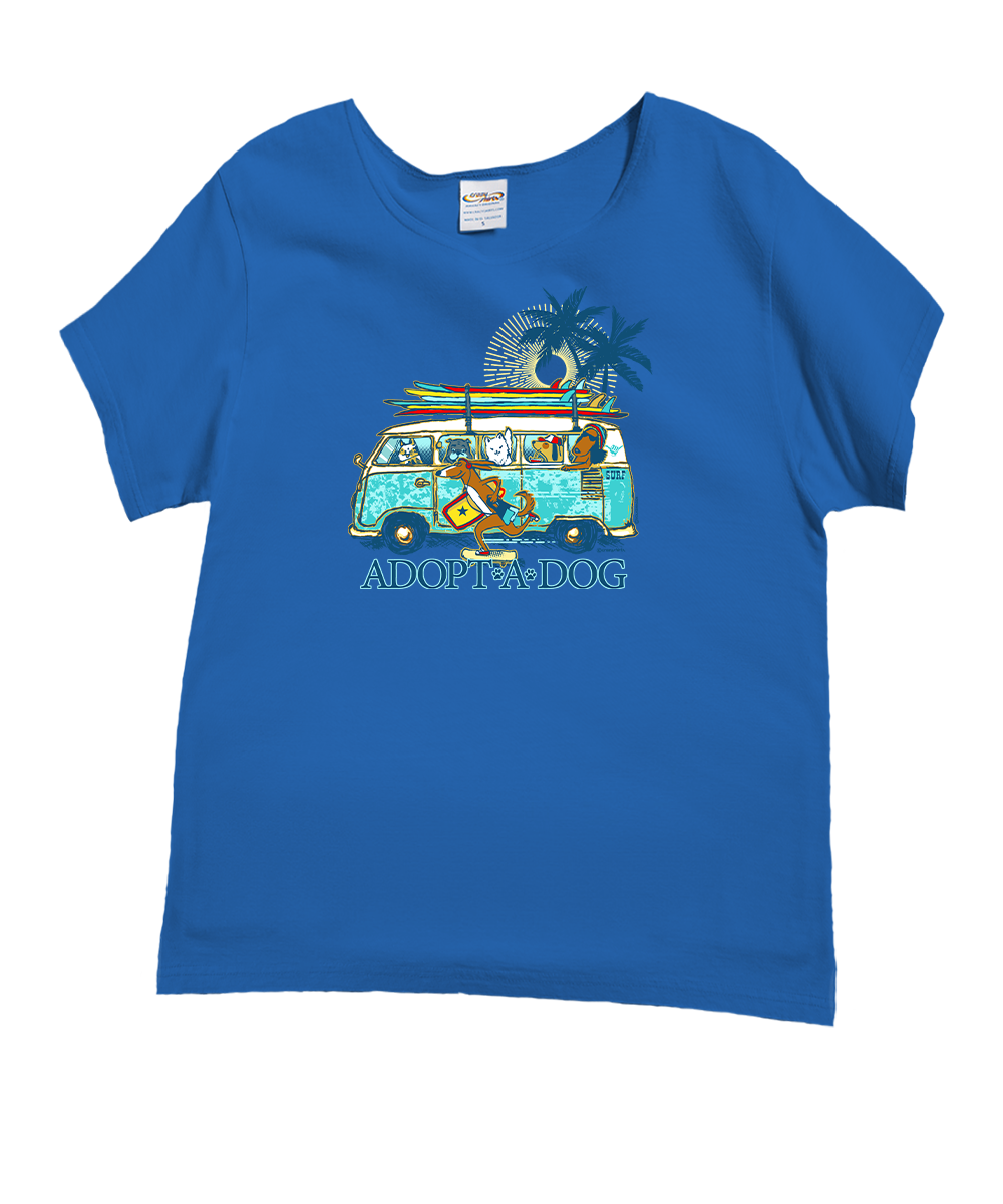 Volkswagen Hawaiian Humane Society Dog Day - Blue Hawaii Dyed Short Sleeve Scoop Neck T-Shirt 1 Volkswagen Hawaiian Humane Society Dog Day - Blue Hawaii Dyed Short Sleeve Scoop Neck T-Shirt