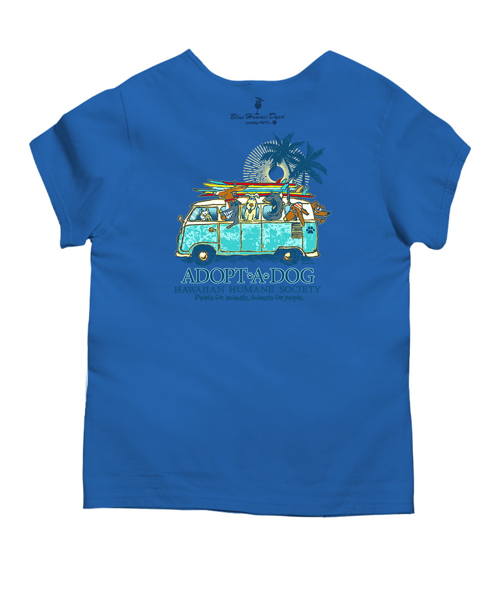 Volkswagen Hawaiian Humane Society Dog Day - Blue Hawaii Dyed Short Sleeve Scoop Neck T-Shirt 4 Volkswagen Hawaiian Humane Society Dog Day - Blue Hawaii Dyed Short Sleeve Scoop Neck T-Shirt