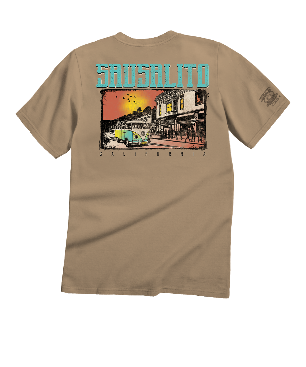 Volkswagen Sausalito Van - Kona Coffee Dyed Short Sleeve Crewneck T-Shirt 1 Volkswagen Sausalito Van - Kona Coffee Dyed Short Sleeve Crewneck T-Shirt