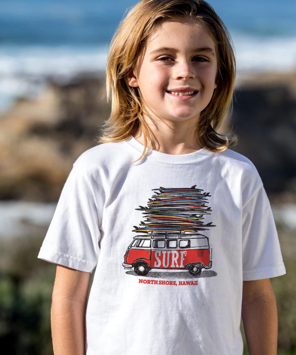 Volkswagen Surfmobile - White Short Sleeve Crewneck T-Shirt 2 Volkswagen Surfmobile - White Short Sleeve Crewneck T-Shirt