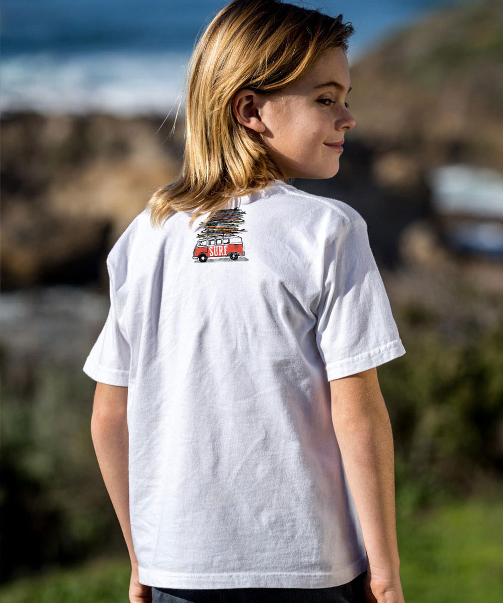Volkswagen Surfmobile - White Short Sleeve Crewneck T-Shirt 3 Volkswagen Surfmobile - White Short Sleeve Crewneck T-Shirt