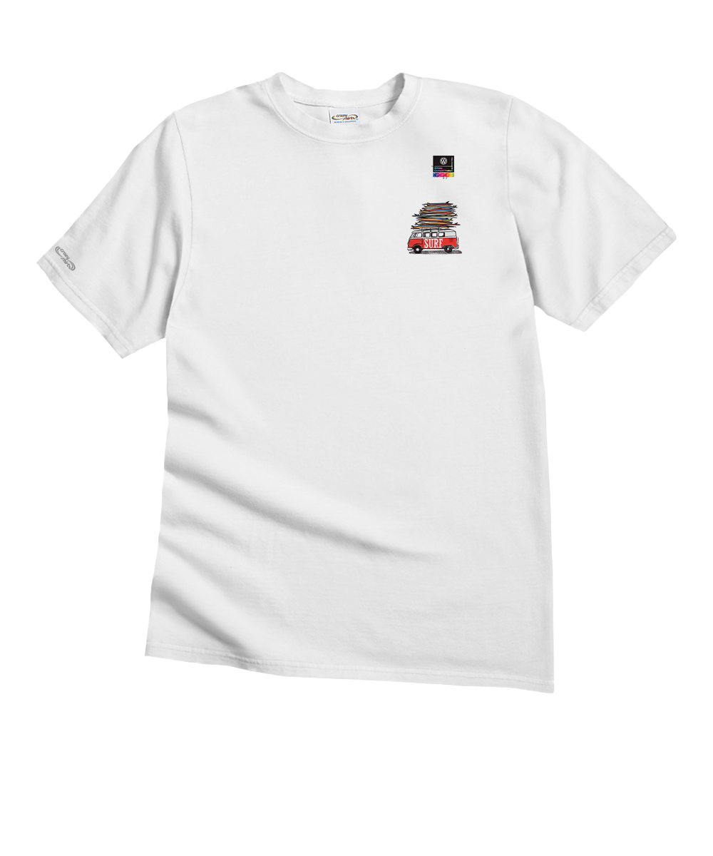 Volkswagen Surfmobile - White Short Sleeve Crewneck T-Shirt 4 Volkswagen Surfmobile - White Short Sleeve Crewneck T-Shirt