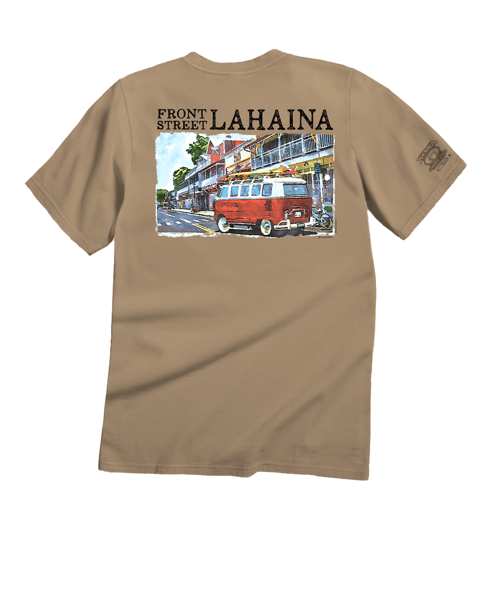Volkswagen Van Lahaina - Kona Coffee Dyed Short Sleeve Crewneck T-Shirt 1 Volkswagen Van Lahaina - Kona Coffee Dyed Short Sleeve Crewneck T-Shirt