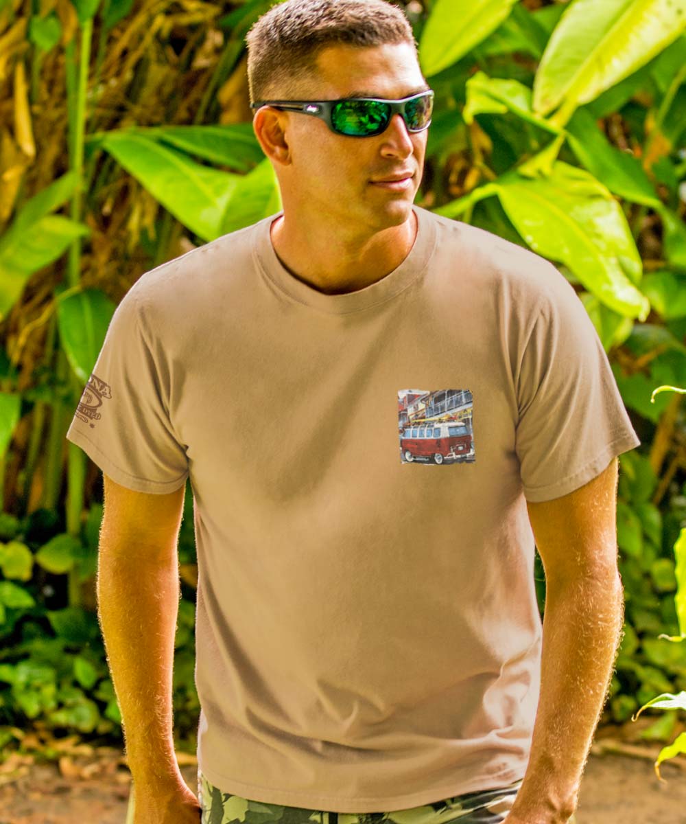 Volkswagen Van Lahaina - Kona Coffee Dyed Short Sleeve Crewneck T-Shirt 3 Volkswagen Van Lahaina - Kona Coffee Dyed Short Sleeve Crewneck T-Shirt