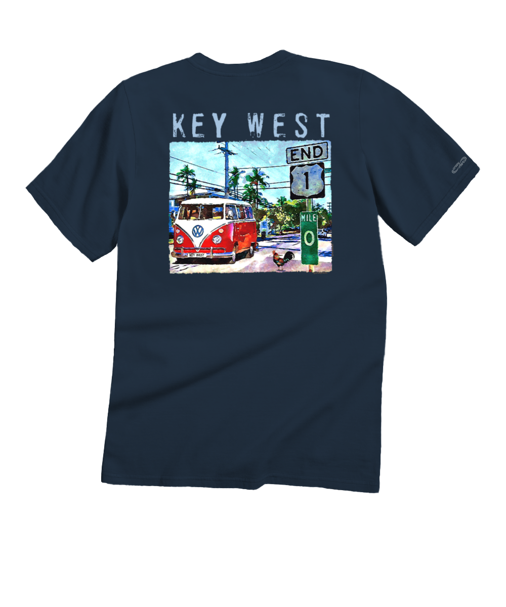 Volkswagen Van Mile 0 - Navy Short Sleeve Crewneck T-Shirt 1 Volkswagen Van Mile 0 - Navy Short Sleeve Crewneck T-Shirt