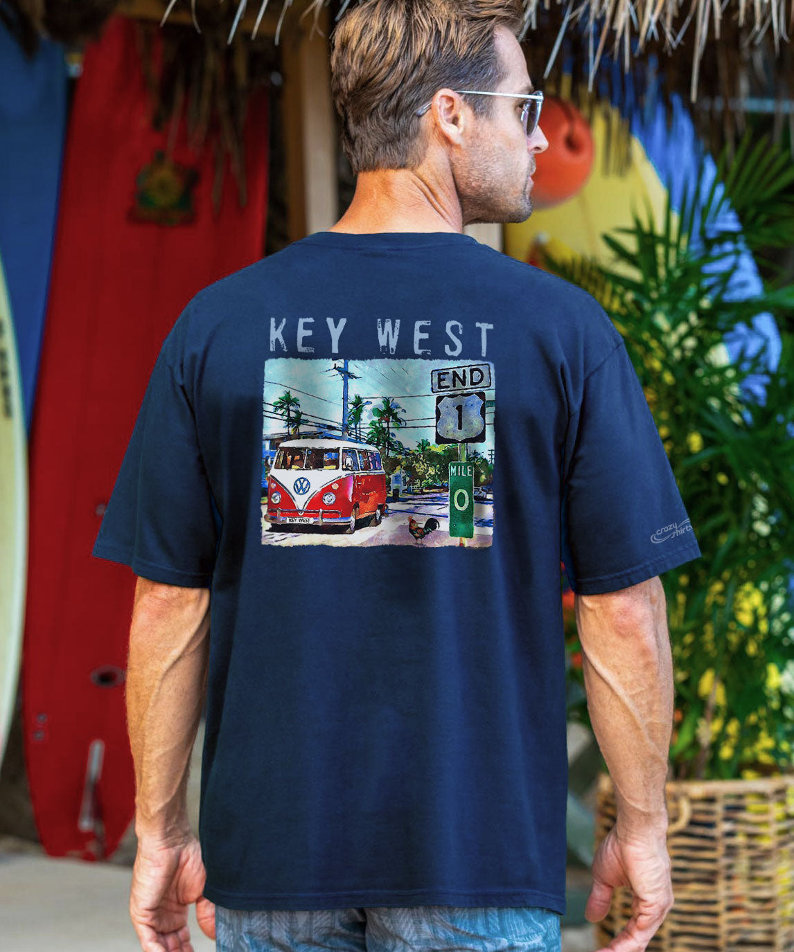 Volkswagen Van Mile 0 - Navy Short Sleeve Crewneck T-Shirt 2 Volkswagen Van Mile 0 - Navy Short Sleeve Crewneck T-Shirt