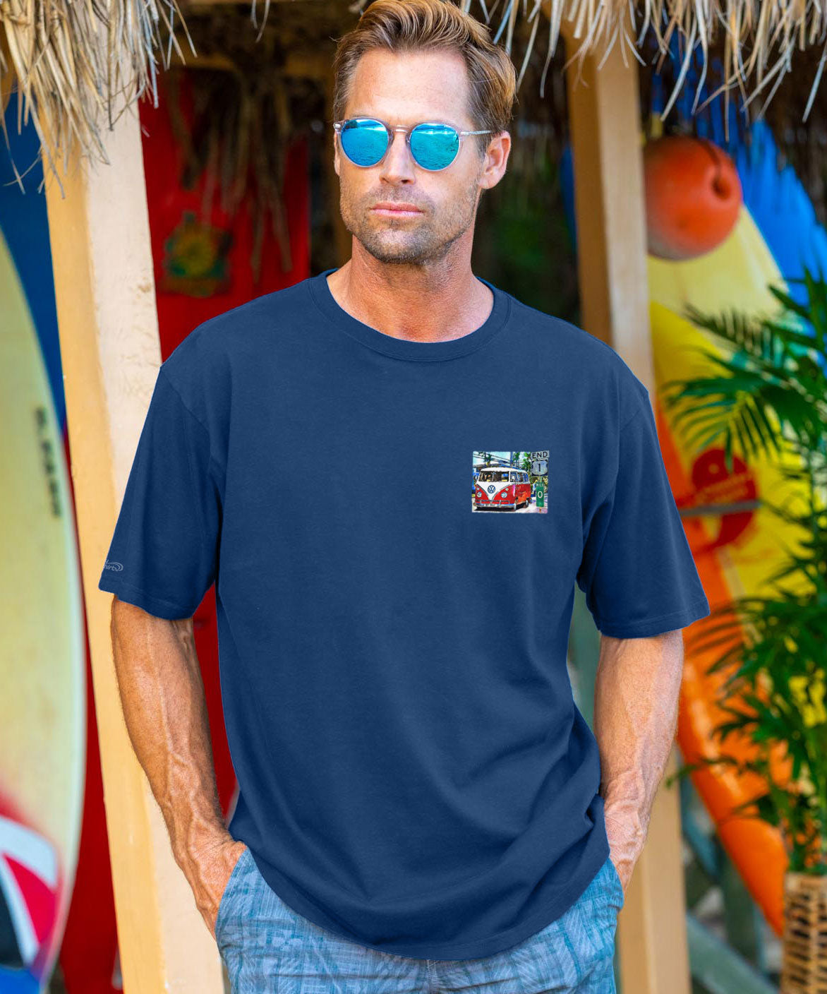 Volkswagen Van Mile 0 - Navy Short Sleeve Crewneck T-Shirt 3 Volkswagen Van Mile 0 - Navy Short Sleeve Crewneck T-Shirt
