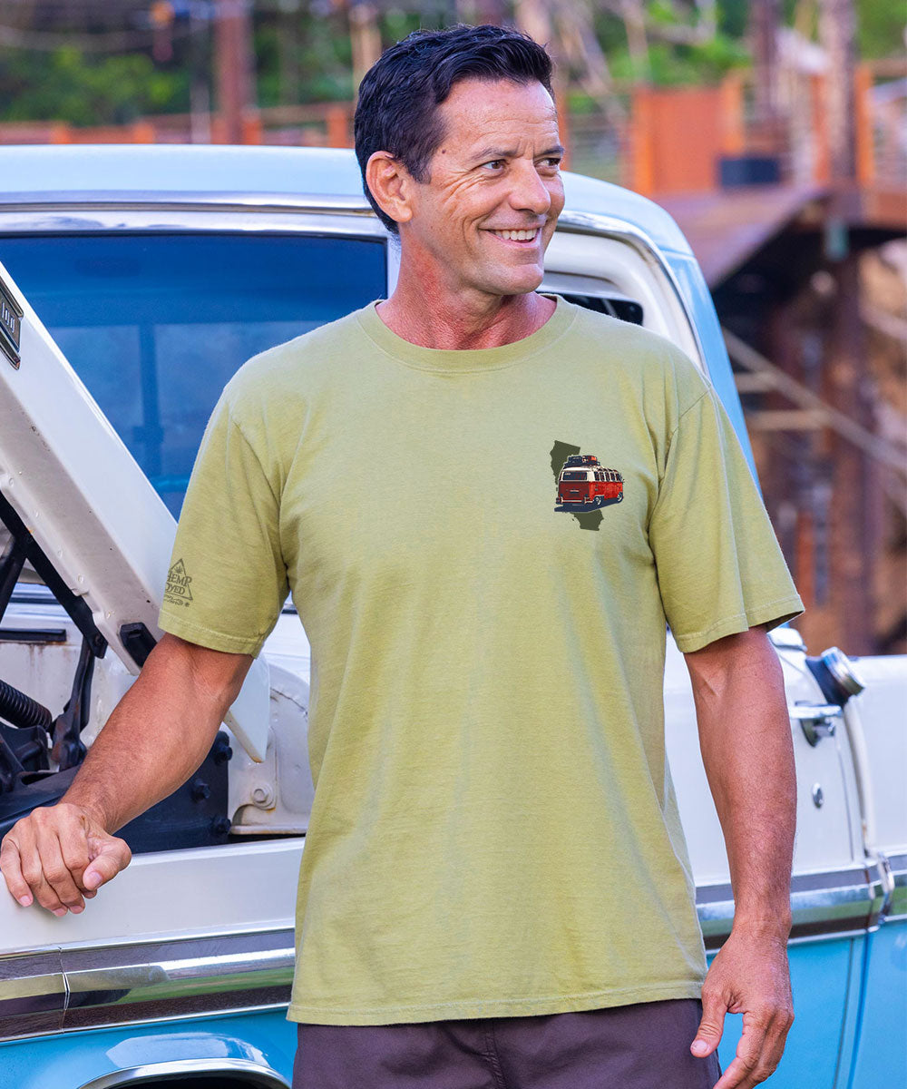 Volkswagen Van San Francisco - Hemp Dyed Short Sleeve Crewneck T-Shirt 3 Volkswagen Van San Francisco - Hemp Dyed Short Sleeve Crewneck T-Shirt