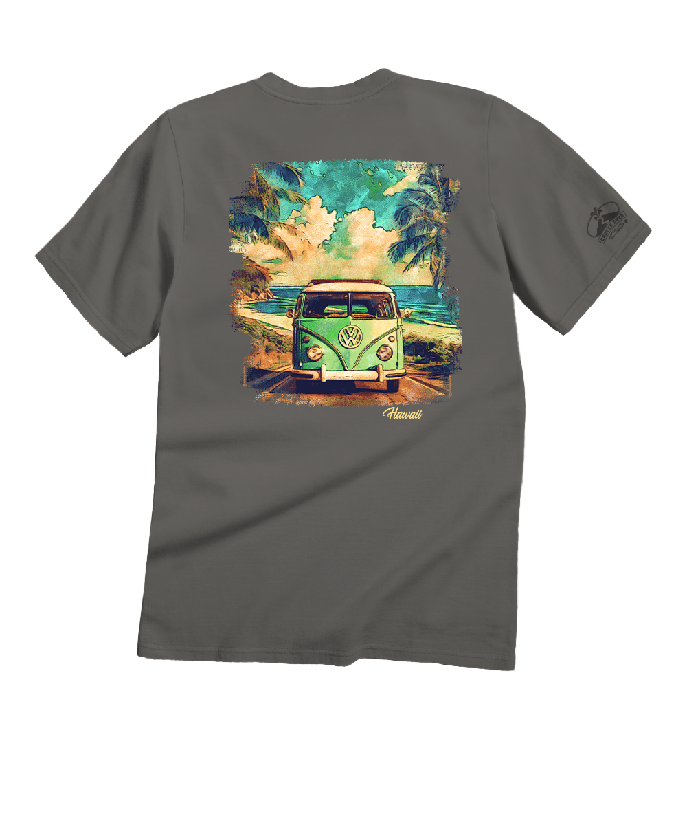 Volkswagen Van Watercolor - Crater Dyed® Short Sleeve Crewneck T-Shirt 1 Volkswagen Van Watercolor - Crater Dyed® Short Sleeve Crewneck T-Shirt