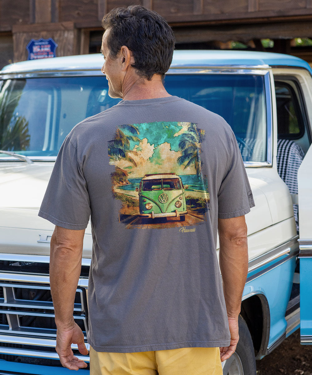 Volkswagen Van Watercolor - Crater Dyed® Short Sleeve Crewneck T-Shirt 2 Volkswagen Van Watercolor - Crater Dyed® Short Sleeve Crewneck T-Shirt