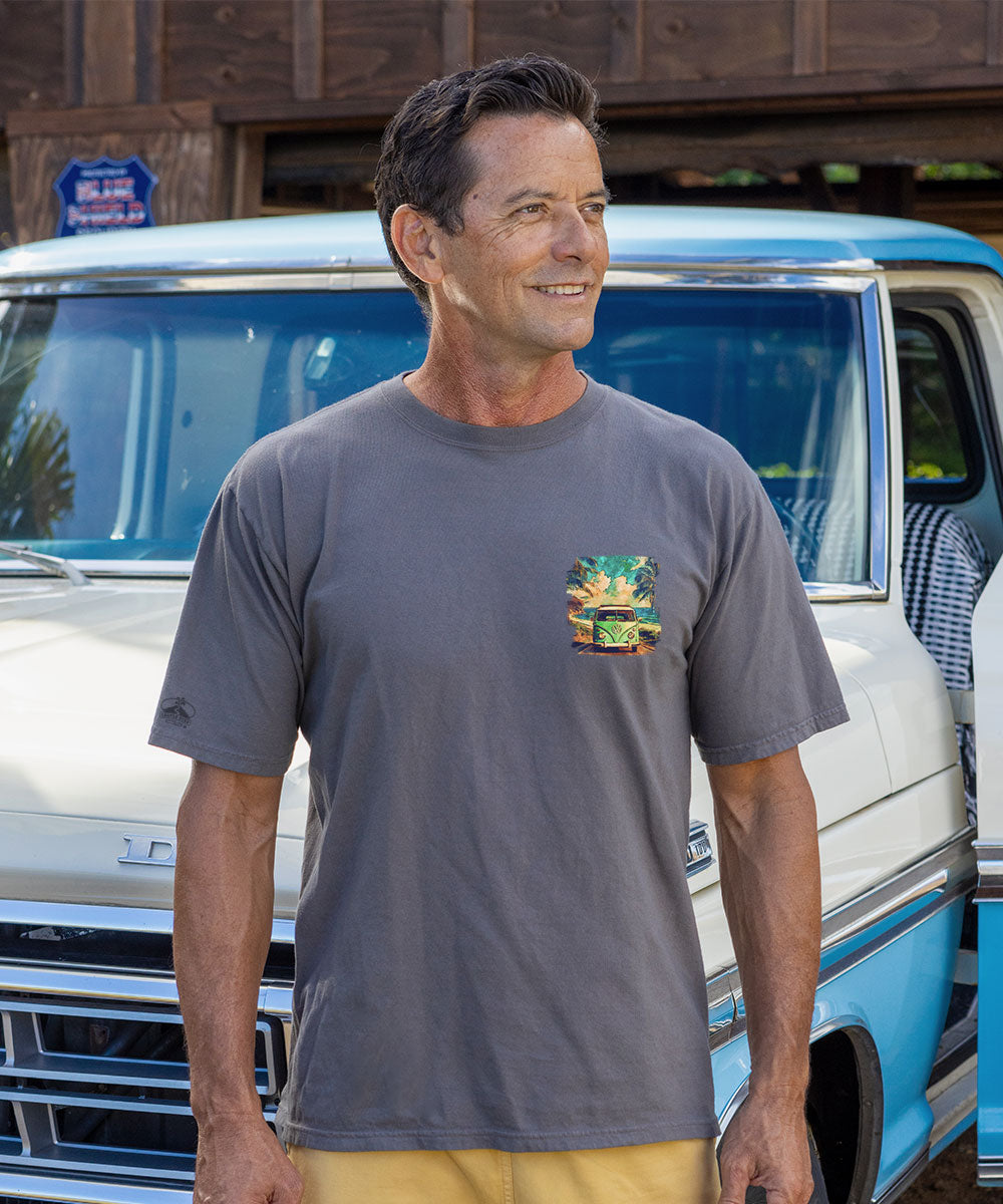 Volkswagen Van Watercolor - Crater Dyed® Short Sleeve Crewneck T-Shirt 3 Volkswagen Van Watercolor - Crater Dyed® Short Sleeve Crewneck T-Shirt