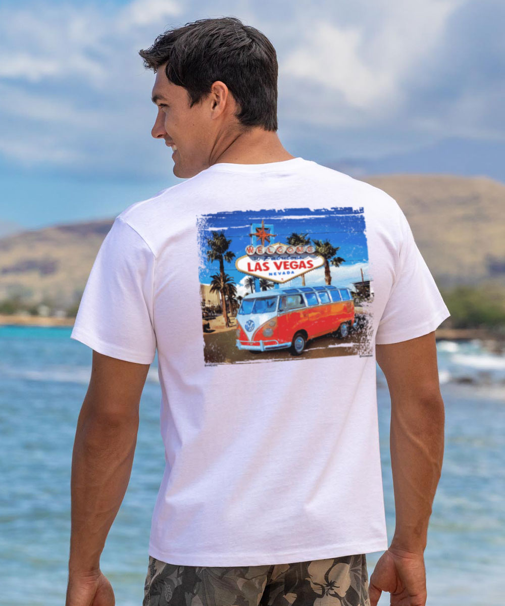 Volkswagen Vegas Sign - White Short Sleeve Crewneck T-Shirt 2 Volkswagen Vegas Sign - White Short Sleeve Crewneck T-Shirt