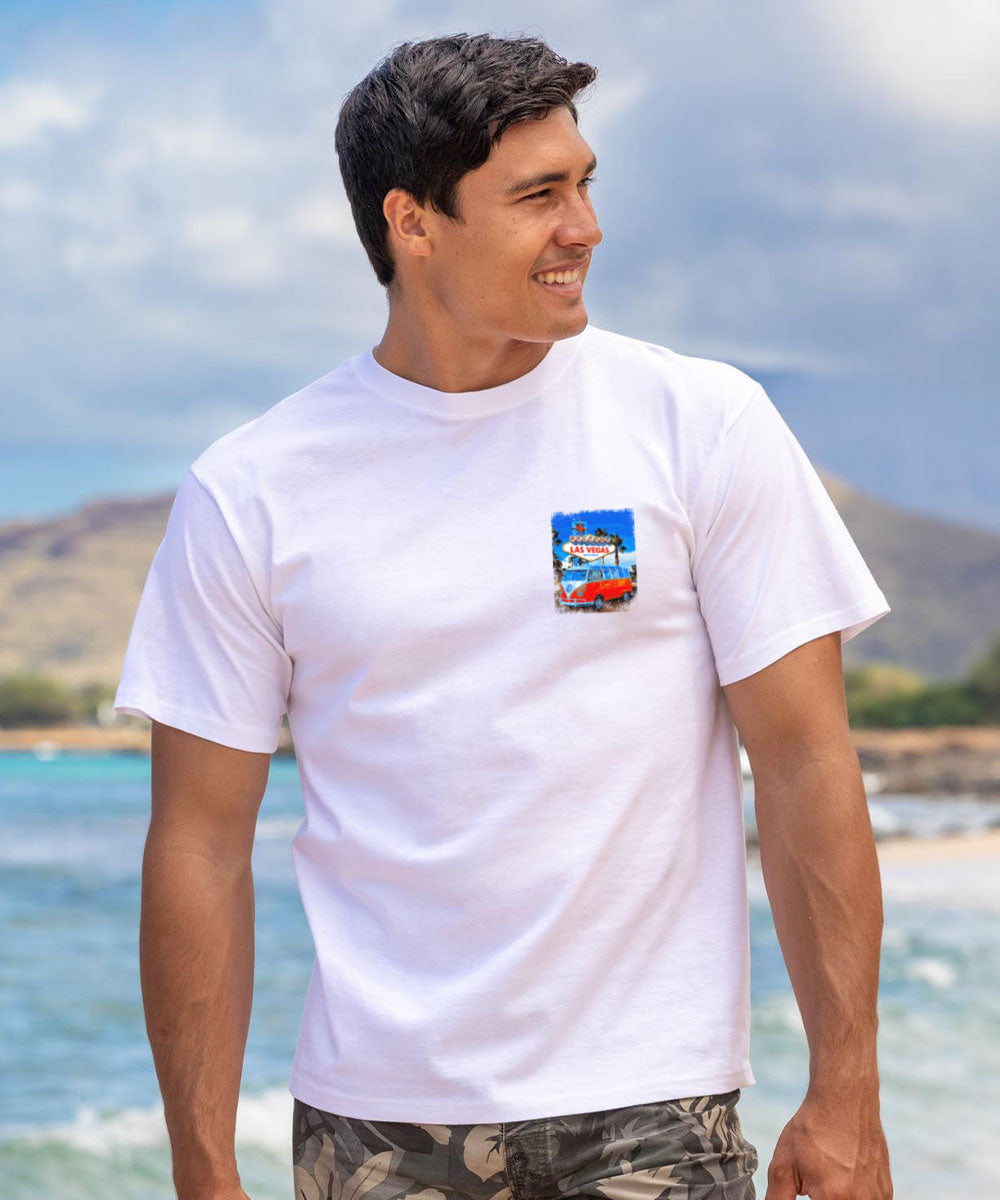 Volkswagen Vegas Sign - White Short Sleeve Crewneck T-Shirt 3 Volkswagen Vegas Sign - White Short Sleeve Crewneck T-Shirt