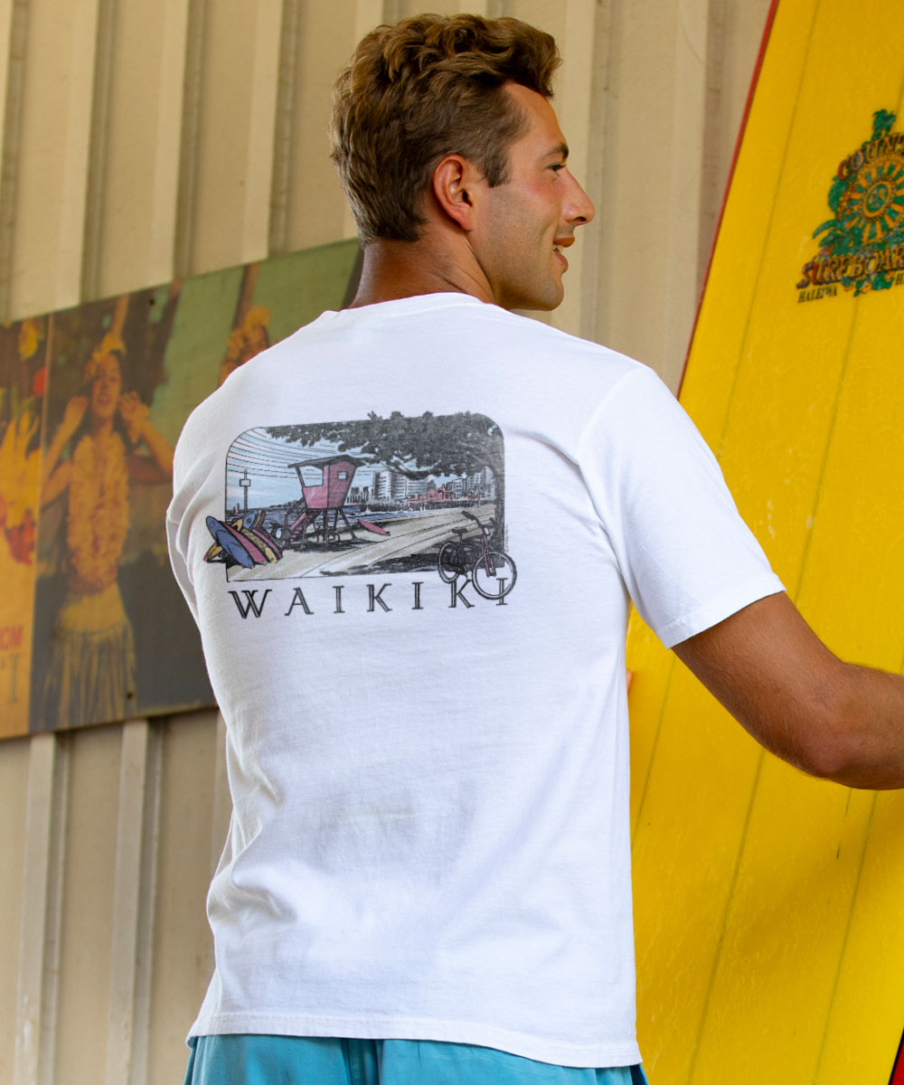 Waikiki Beach - White Short Sleeve Crewneck T-Shirt 2 Waikiki Beach - White Short Sleeve Crewneck T-Shirt