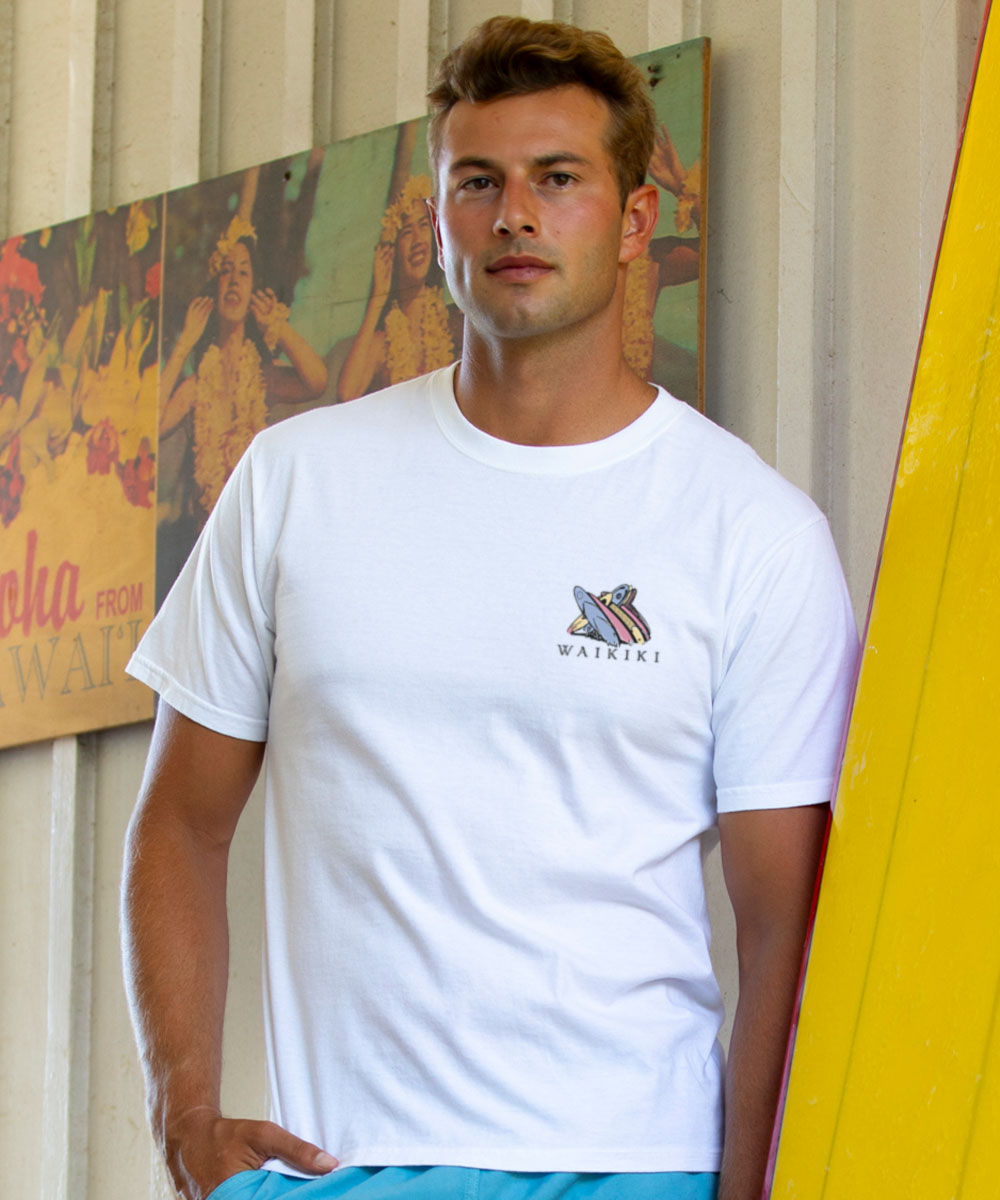 Waikiki Beach - White Short Sleeve Crewneck T-Shirt 3 Waikiki Beach - White Short Sleeve Crewneck T-Shirt