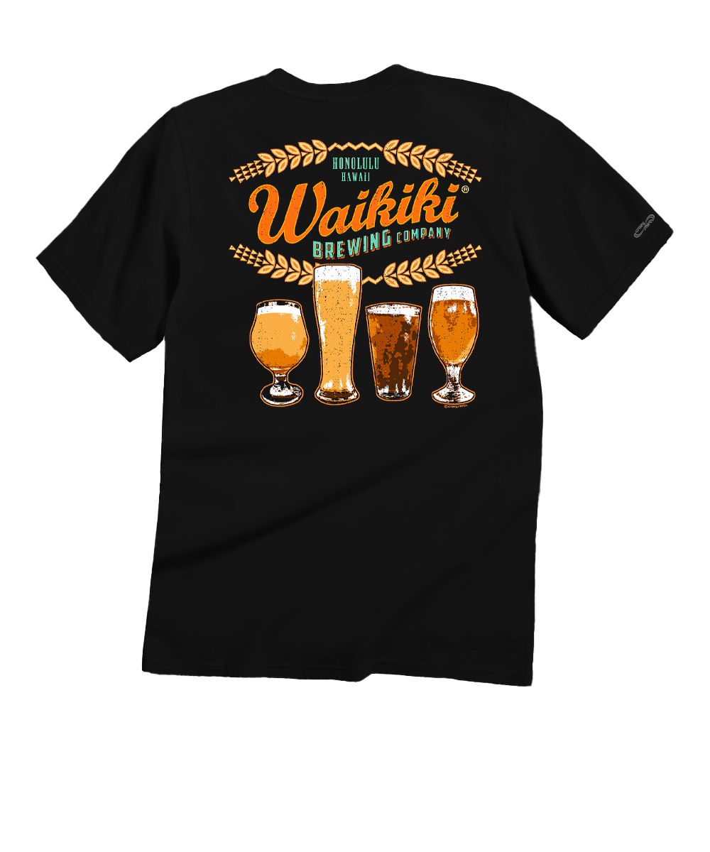 Waikiki Brewing Co Beer Row - Black Short Sleeve Crewneck T-Shirt 1 Waikiki Brewing Co Beer Row - Black Short Sleeve Crewneck T-Shirt
