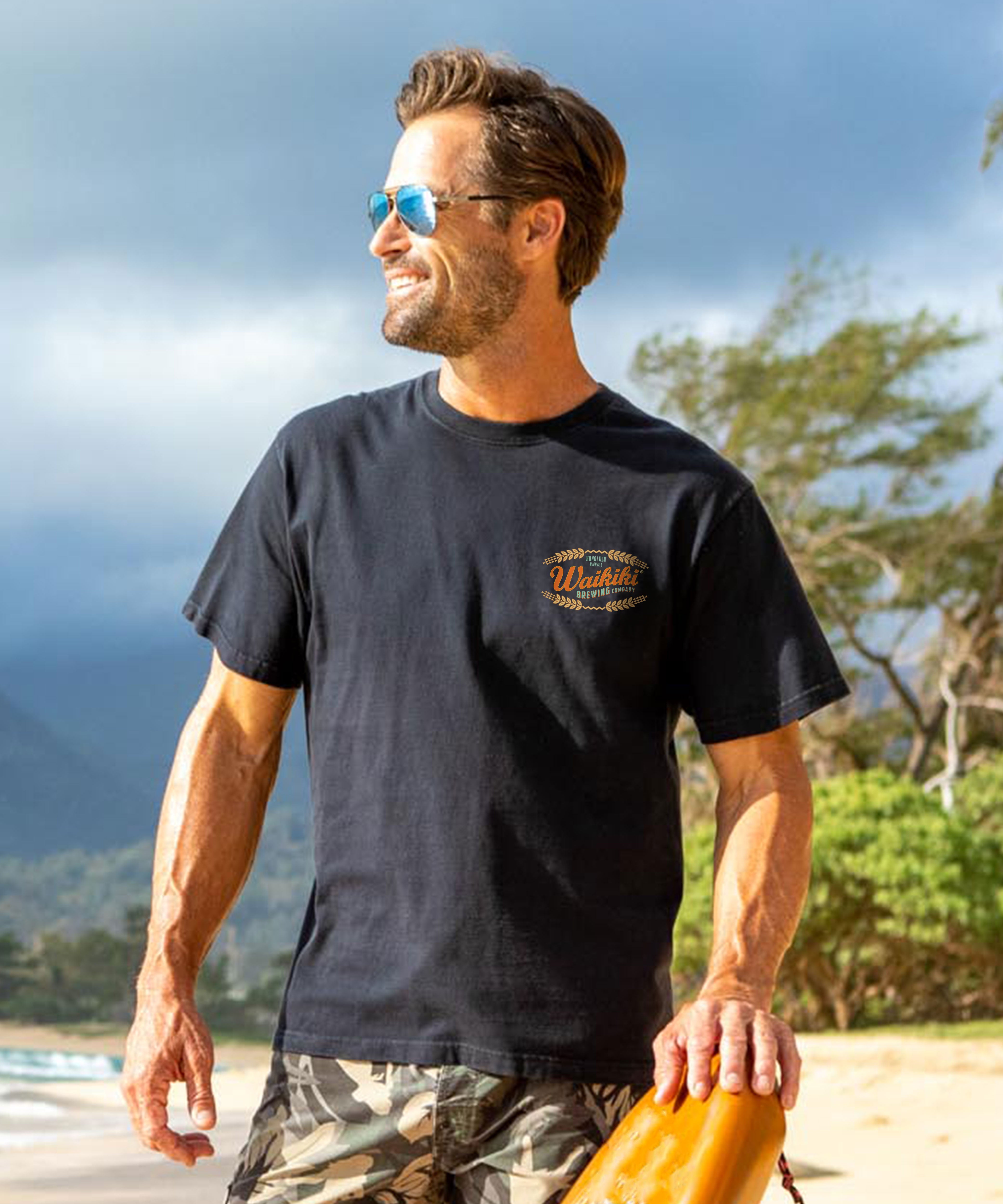 Waikiki Brewing Co Beer Row - Black Short Sleeve Crewneck T-Shirt 3 Waikiki Brewing Co Beer Row - Black Short Sleeve Crewneck T-Shirt