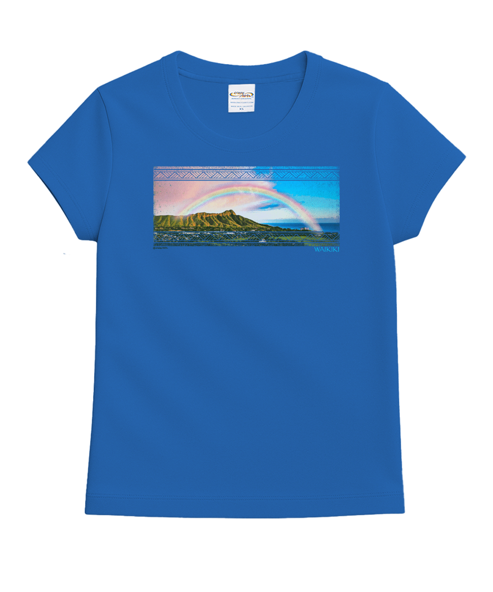 Waikiki Rainbow - Blue Hawaii Dyed Short Sleeve Crewneck T-Shirt 1 Waikiki Rainbow - Blue Hawaii Dyed Short Sleeve Crewneck T-Shirt