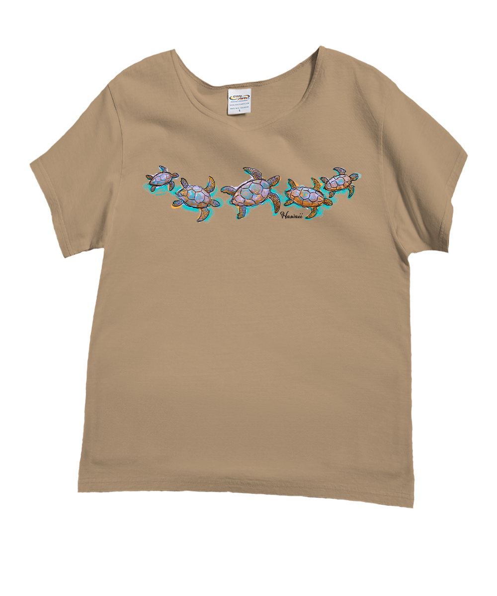 Watercolor Honu - Kona Coffee Dyed Short Sleeve Scoop Neck T-Shirt 1 Watercolor Honu - Kona Coffee Dyed Short Sleeve Scoop Neck T-Shirt