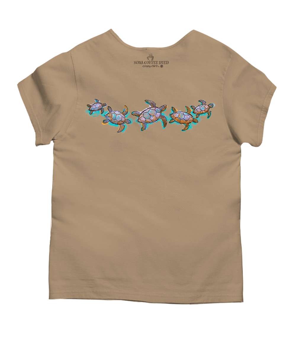 Watercolor Honu - Kona Coffee Dyed Short Sleeve Scoop Neck T-Shirt 4 Watercolor Honu - Kona Coffee Dyed Short Sleeve Scoop Neck T-Shirt
