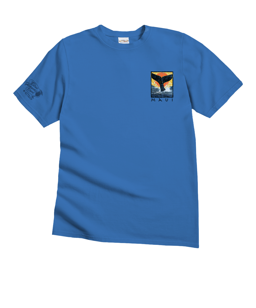 Whale Fluke Block - Blue Hawaii Dyed Short Sleeve Crewneck T-Shirt 4 Whale Fluke Block - Blue Hawaii Dyed Short Sleeve Crewneck T-Shirt
