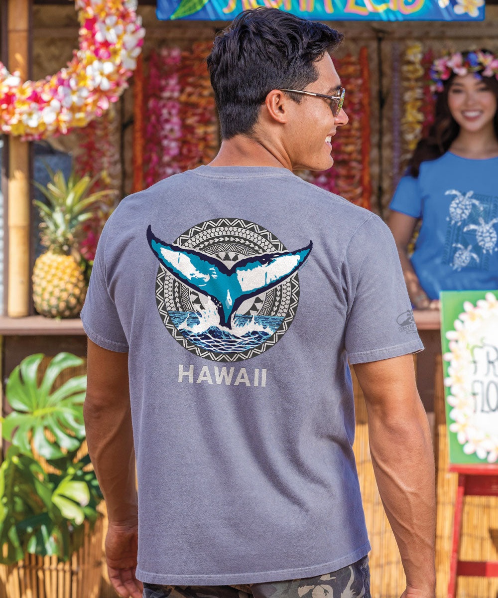 Whale Tail Circle - Crater Dyed® Short Sleeve Crewneck T-Shirt 2 Whale Tail Circle - Crater Dyed® Short Sleeve Crewneck T-Shirt