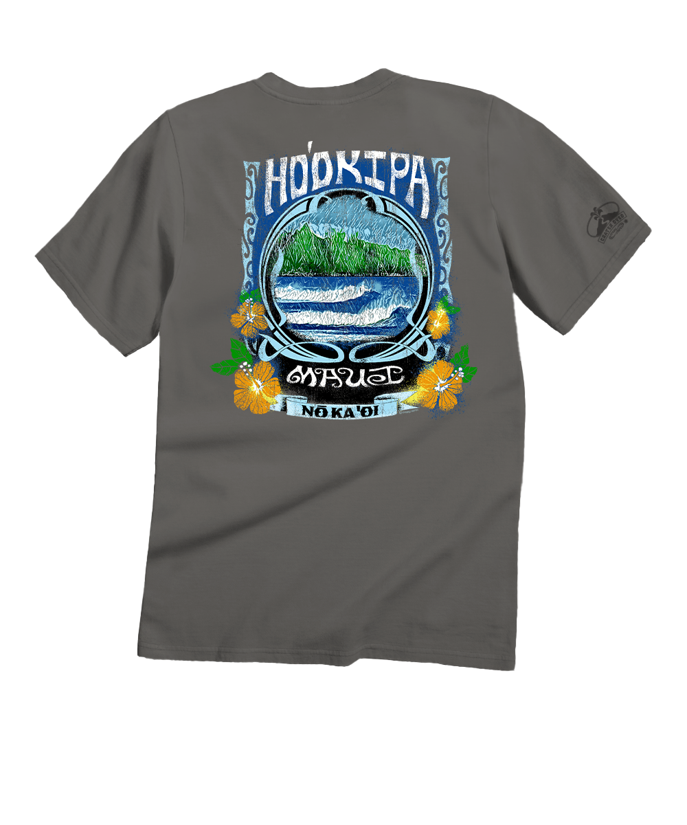 Woodcut Hookipa - Crater Dyed® Short Sleeve Crewneck T-Shirt 1 Woodcut Hookipa - Crater Dyed® Short Sleeve Crewneck T-Shirt