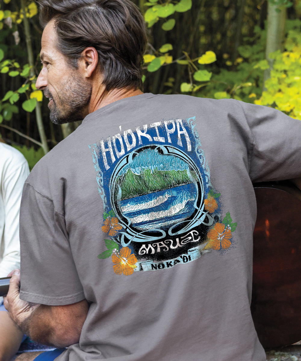 Woodcut Hookipa - Crater Dyed® Short Sleeve Crewneck T-Shirt 2 Woodcut Hookipa - Crater Dyed® Short Sleeve Crewneck T-Shirt