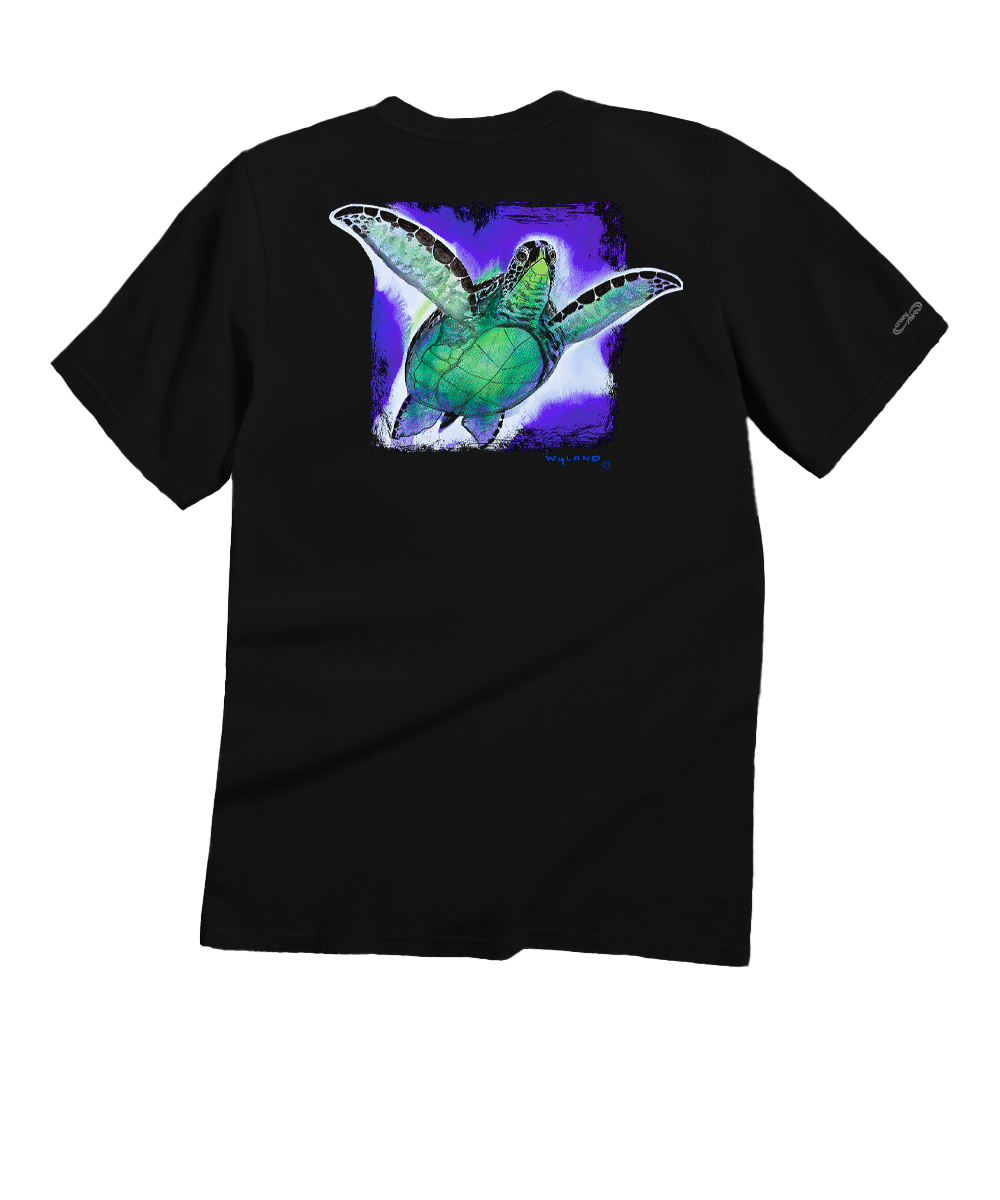 Wyland® Sea Turtle - Black Short Sleeve Crewneck T-Shirt 1 Wyland® Sea Turtle - Black Short Sleeve Crewneck T-Shirt
