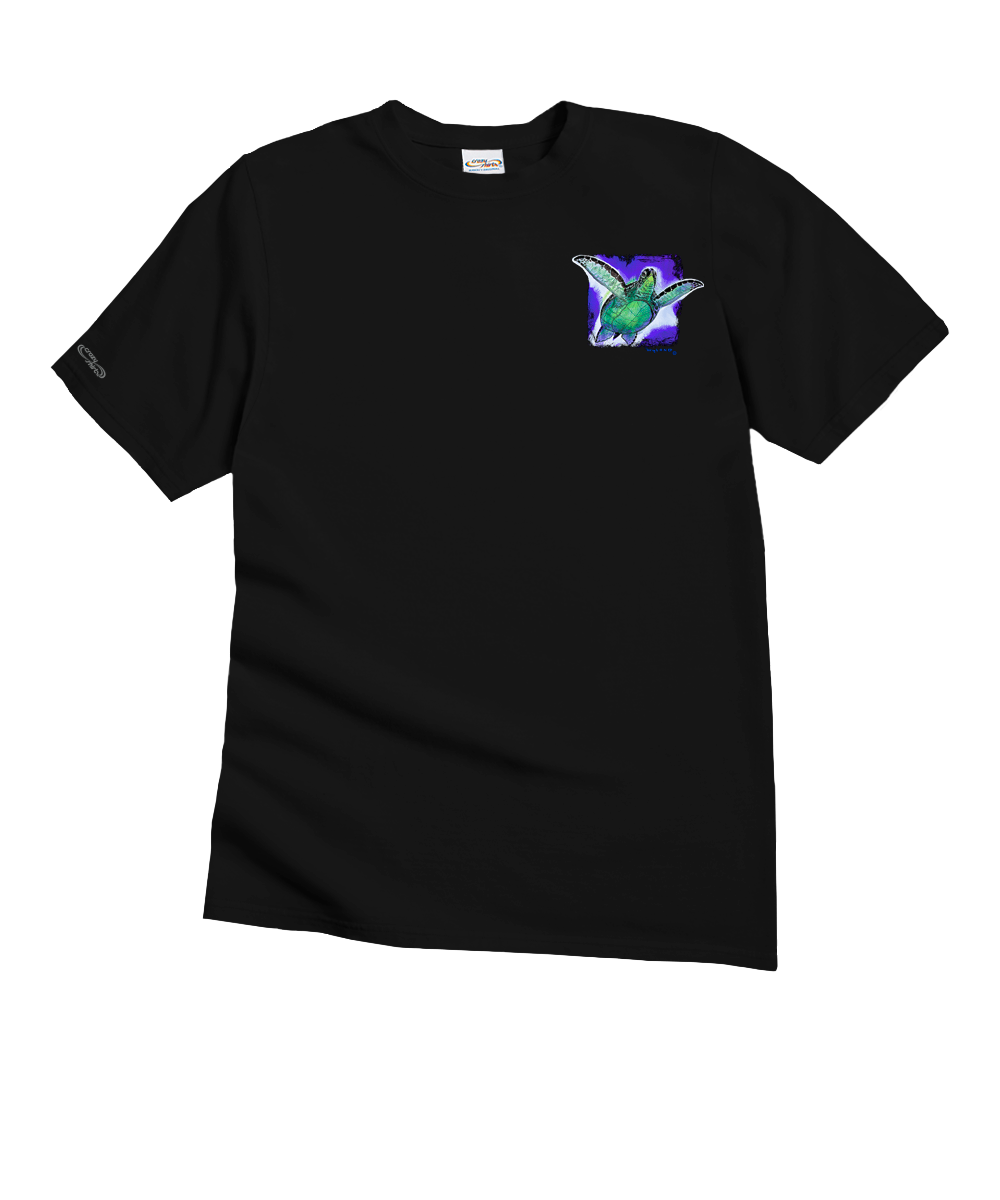 Wyland® Sea Turtle - Black Short Sleeve Crewneck T-Shirt 4 Wyland® Sea Turtle - Black Short Sleeve Crewneck T-Shirt