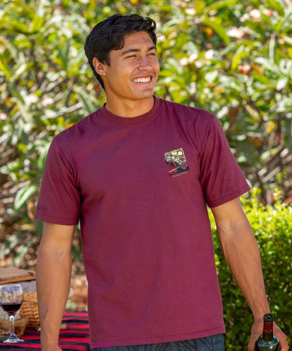 Aloha Aina Map - Wine Dyed Short Sleeve Crewneck T-Shirt 3 Aloha Aina Map - Wine Dyed Short Sleeve Crewneck T-Shirt