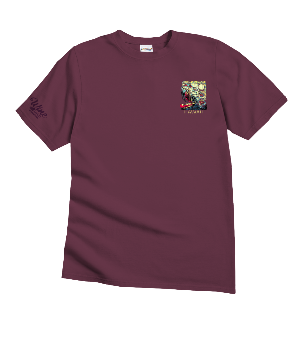 Aloha Aina Map - Wine Dyed Short Sleeve Crewneck T-Shirt 4 Aloha Aina Map - Wine Dyed Short Sleeve Crewneck T-Shirt