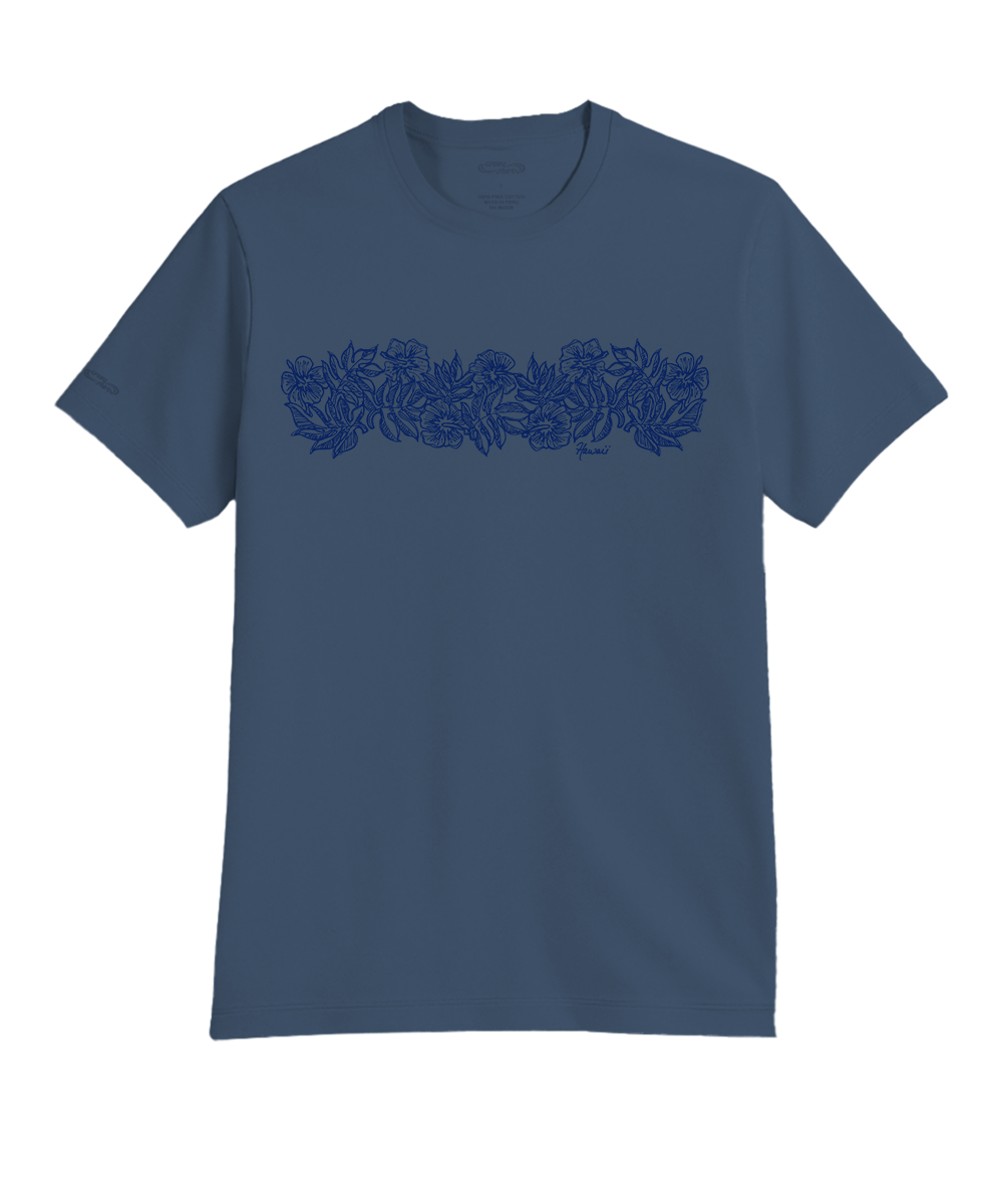 Aloha Sketch - Blue Steel Short Sleeve Pima T-Shirt